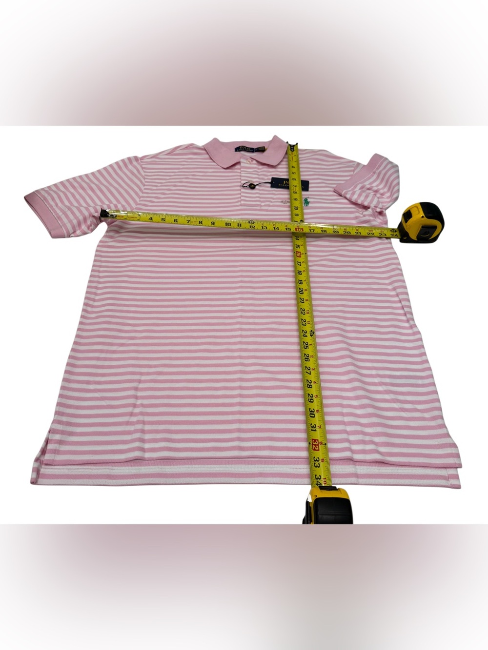Polo Ralph Lauren Men’s White/Pink Classic 100 Cotton Striped Polo Size LT NWT - Picture 2 of 5